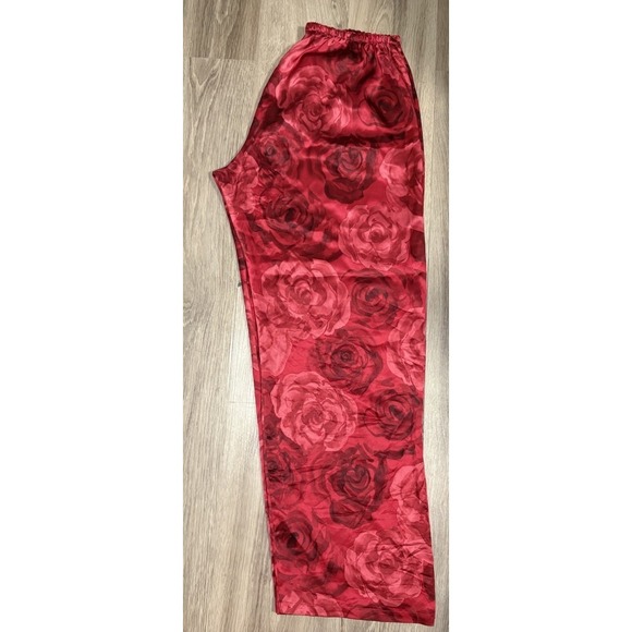 Christine Vancouver Lingerie Silk Pajama Bottoms Red Roses Wide Leg Luxury L/XL - Picture 6 of 8